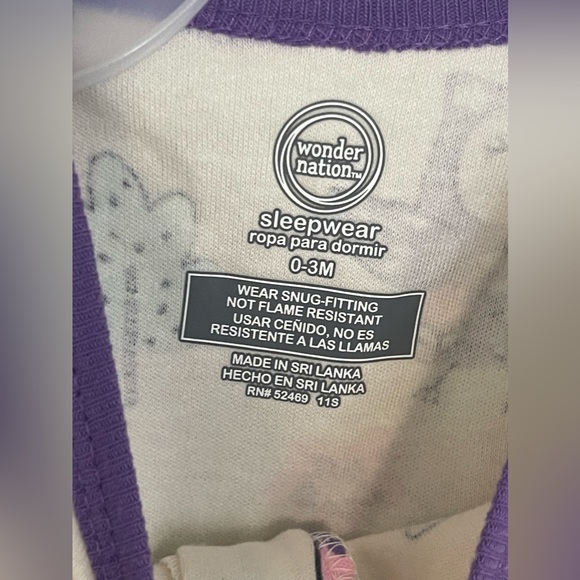 Wonder Nation Baby Sleep & Play Onesie Size 0-3 Months NWT - Picture 4 of 5